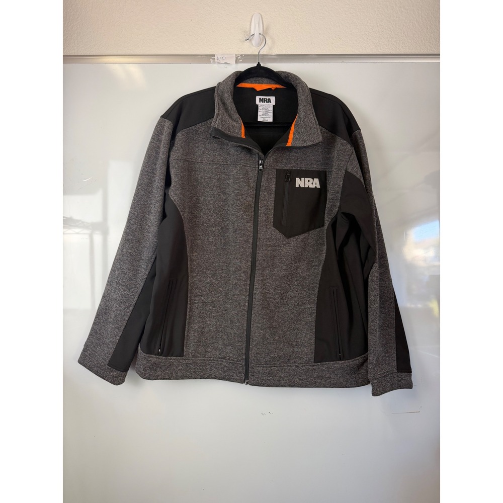 NRA Women Grey Melange Black Full Zip Fleece Lined Performance Jacket Large